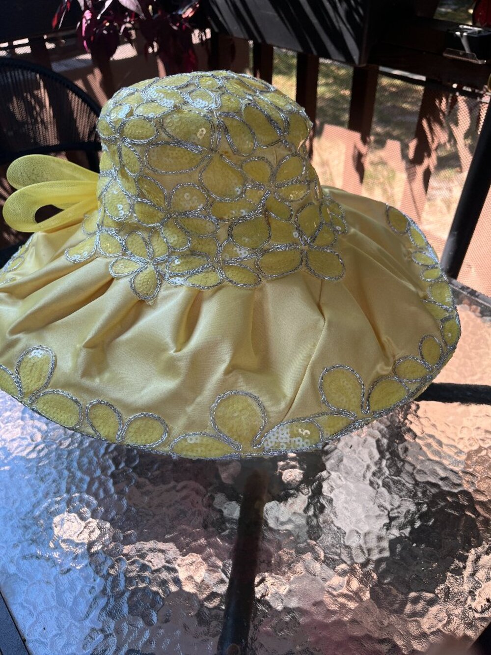 WOMENS  WHITTALL SHON WIDE BRIM  BRIGHT YELLOW  HOLIDAY HAT--HALLOWEEN MAYBE